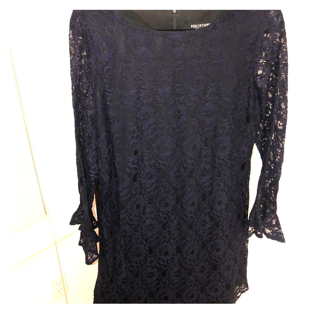 Black/navy/purple lace dress. A new take on LBD.